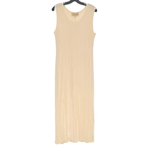Double D Ranch Dress Maxi Slinky Y2K Minimalist Cottagecore Boho Yellow Small - Picture 1 of 5